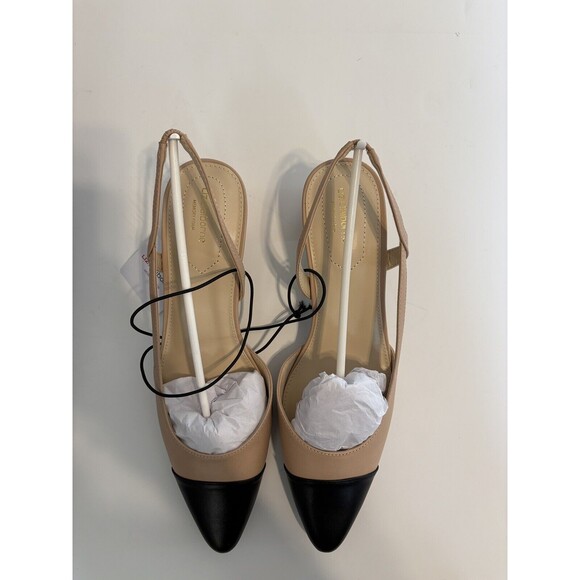 Liz Claiborne Women's Lee Block Heel Slingback Pumps Size 11M Nude & Black - Picture 1 of 3